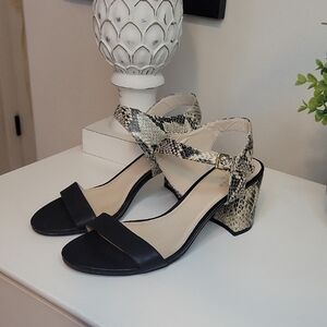 Cole Haan Black and Snake Print Sandals SZ 7 5 B